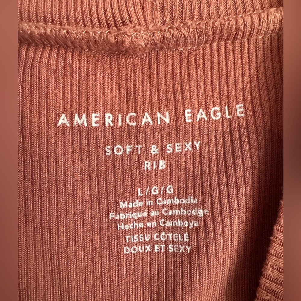 American Eagle Soft & Sexy Ribbed Sleeveless Turtleneck Dusty Pink – Size Large - Picture 3 of 5